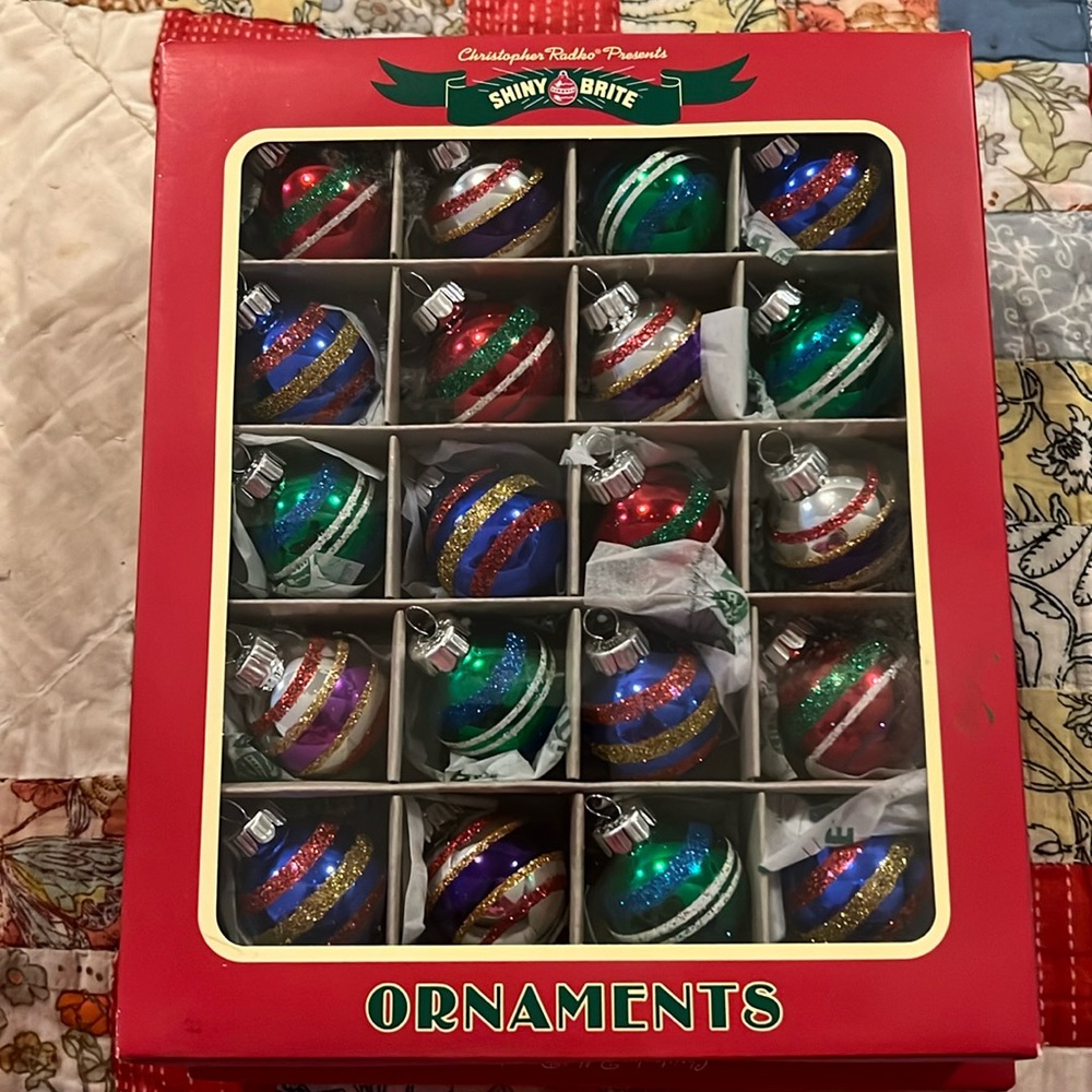 NWT Christopher Radko Shiny Brite small glass Christmas ornaments